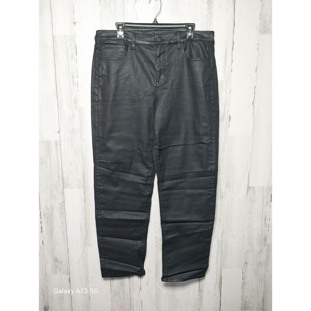 American Eagle High Rise Straight Black Waxed Cotton Size 14